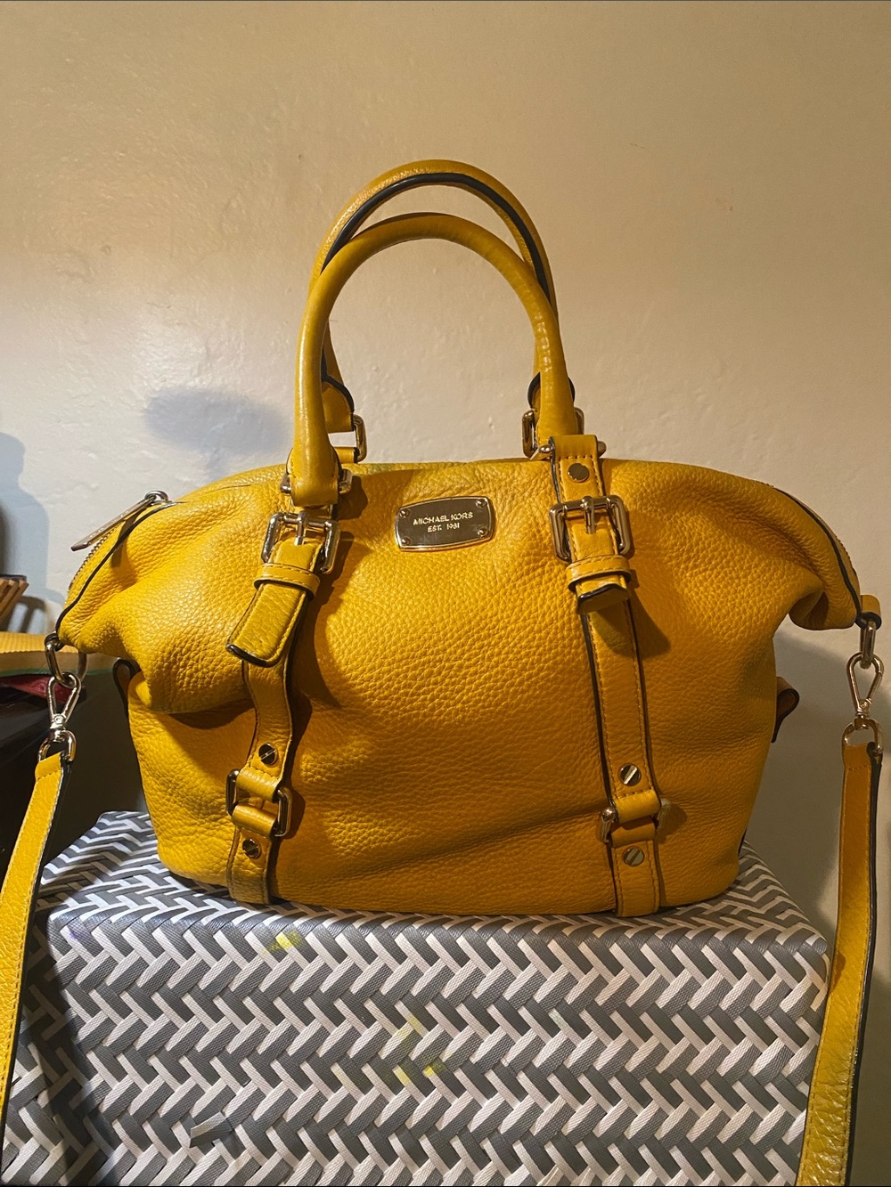 Michael Kors Bright Yellow Pebbled Leather Satchel